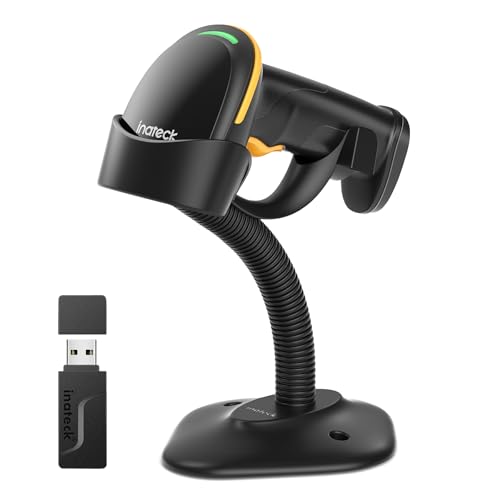 Inateck 2D Barcode Scanner with Intelligent Stand, Wireless QR Code Scanner, Handheld Scanner with...
