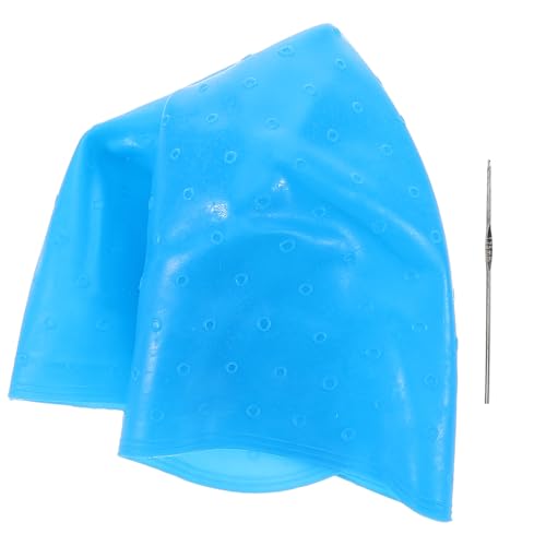 Zerodeko Gorro de Silicona Azul para Mechas y Tintes de Cabello Accesorio de Barbería Reutilizable para Salón de Belleza Tapa para Resaltar Herramienta Multifuncional para Tratamientos