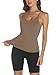 Trendy Queen Womens Racerback Ribbed Tank Tops Soft Stretch V Neck Workout Casual Tops Summer Sleeveless Crop Camisole Coffeegrey S