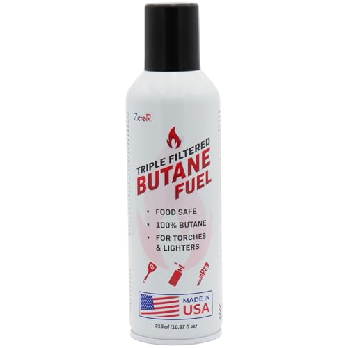 ZeroR® 100% Butane Fuel Refill | 10.67 fl oz 315ml | Made in USA | Butane Refill for Torch Lighter, Kitchen Torch, Refillable Lighters, 3 Cans