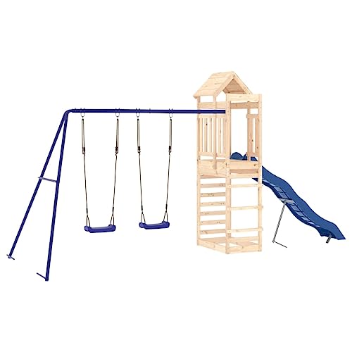 vidaXL Spielturm, Klettergerüst mit Kletterwand Rutsche Schaukel, Kinder Kletterturm mit Sandkasten, Spiel-Zubehör für Garten, Spielgeräte Spielplatz, Massivholz Kiefer