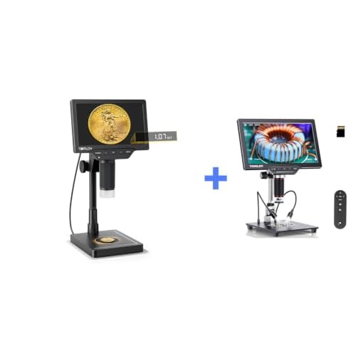 TOMLOV DM4W Max 7“ 2K Digital Coin Microscope with Built-in Weighing Scale+ TOMLOV DM202 3K Digital Microscope