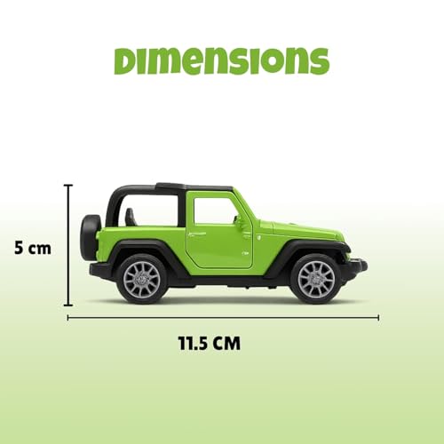 Image of Jeep Die Cast Metal Toy Car with Opening Doors & Pull Back Action | Mini Manual Push Super Car No Battery Needed | Durable Diecast Vehicle for Kids Age 3+ Collectible Gift (Green)