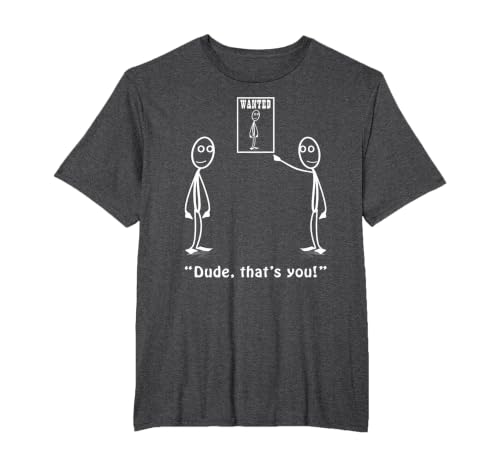 Funny Dude, That's You Stickman Costume - Stick Figure T-Shirt, Men's Big and Tall, Dark Heather Grey, 6X Tall