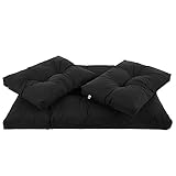 PATIO Palettenkissen Set 120 x 80 cm Termi Gartenmöbel Kissen Bank Gartenbank Sofa Palettenmöbel Auflage Polster Sizkissen Rückenkissen gesteppt schwarz