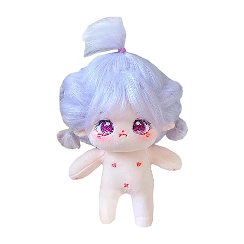 niannyyhouse 20cm ぬいぐるみ 女の子 紫色 揚げた髪 ブラックヘア 属性なし 通常の体 ドール 綿人形 着せ替え (12-スケルトン付き)