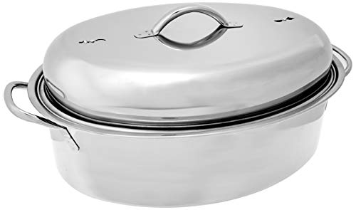 Fox Run 0171 Oval Roaster Set, Stainless Steel, 10-Quart