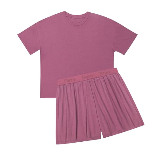 Image of Hanes Women's Pajamas Set, Comfywear Pajamas for Women Set, Originals SupertSoft Loungewear, T-Shirt & Sleep Shorts