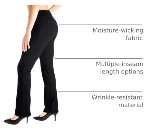 Image of Yogipace Women's Straight Leg Yoga Dress Pants for Work, 27 inch-37 inch Inseams