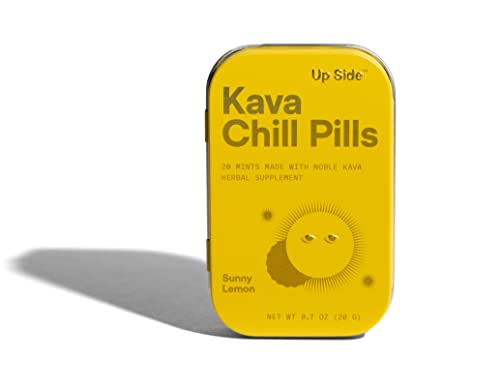 Up Side | Kava Chill Pills | Kava Kava Mints | Sunny Lemon Flavor | Natural Supplement For Calm & Stress Support | Single Pack #TOP30
