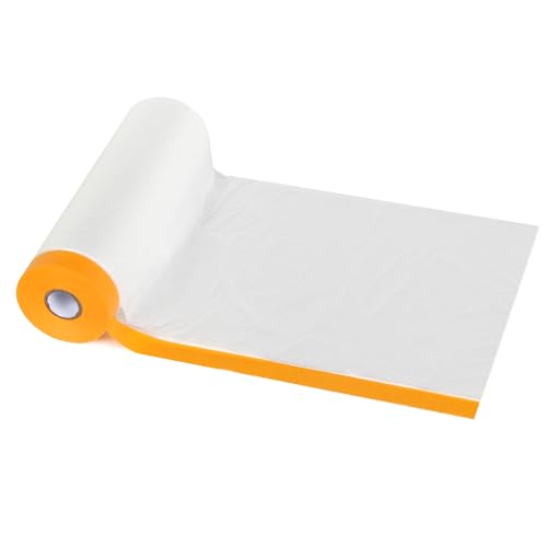 Image of Voomey Pre-Taped Masking Film, Painters Tape with Plastic Attached, Automotive Painters Tape and Drape for Appliances, Furniture, Wood Surfaces & DIY Projects - 8ft x 49ft