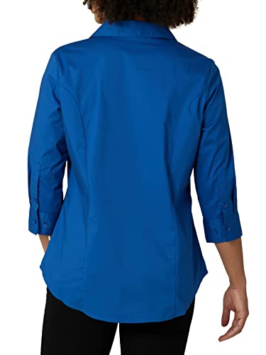 Riders By Lee Indigo Women's Easy Care ¾ Sleeve Woven Shirt, True Blue, Xl #TOP1