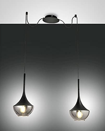 Plafonnier Apollo Fabas Luce dôme en verre noir culot E27 pour intérieur