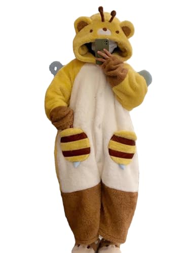 ZITEZHGO Cute Wearable Blanket Hoodie for Adult Women Men,Cute Animal Bee Blanket Carpet,Warm Cozy Hoodie Blanket (Yellow,XL)