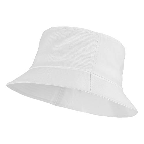 Umeepar Unisex 100% Cotton Packable Bucket Hat Sun Hat Plain Colors for Men Women (Plain White)