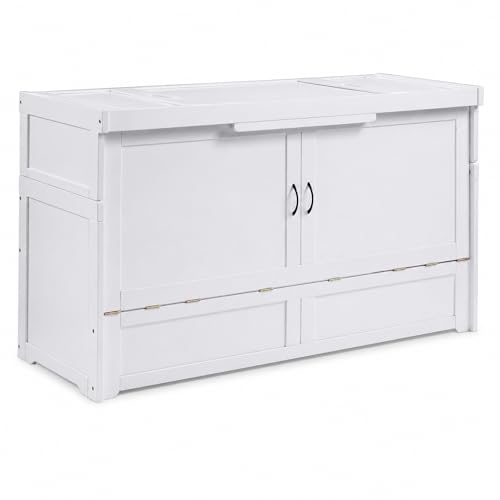 NIGHT & DAY Furniture Murphy Cube Cabinet Bed (White, Queen)
