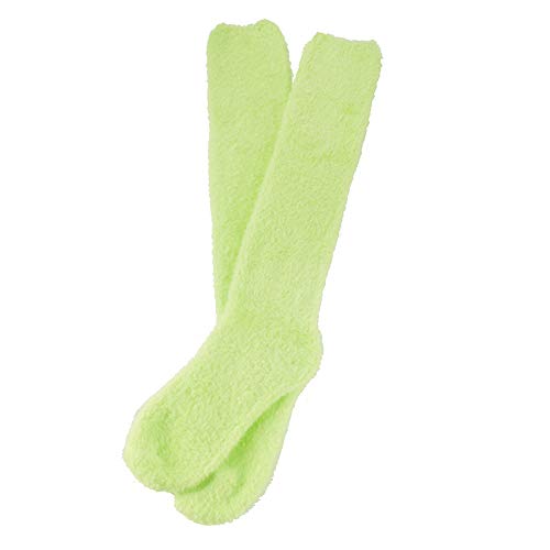 Image of BambooMN Women's Fuzzy Knee High Socks - Polka Dots and Solid Colors - 2 Sizes - 1 Pair Pack