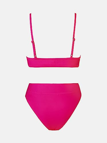 Image of CUPSHE Bikini Set for Women Bathing Suit High Waisted V Cut Bottom | Two Piece Swimsuit,Scoop Neck,Soft Removable Cups,Adjustable Straps,Cutout,Chic,Swimwear for Vacation,Beach,Pool