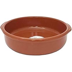 Cazuelas De Barro Artesanales Tradineur - Cazuela redonda de barro - Apta para vitro y horno - Ideal para guisos y asados caseros –Ø 36 cm