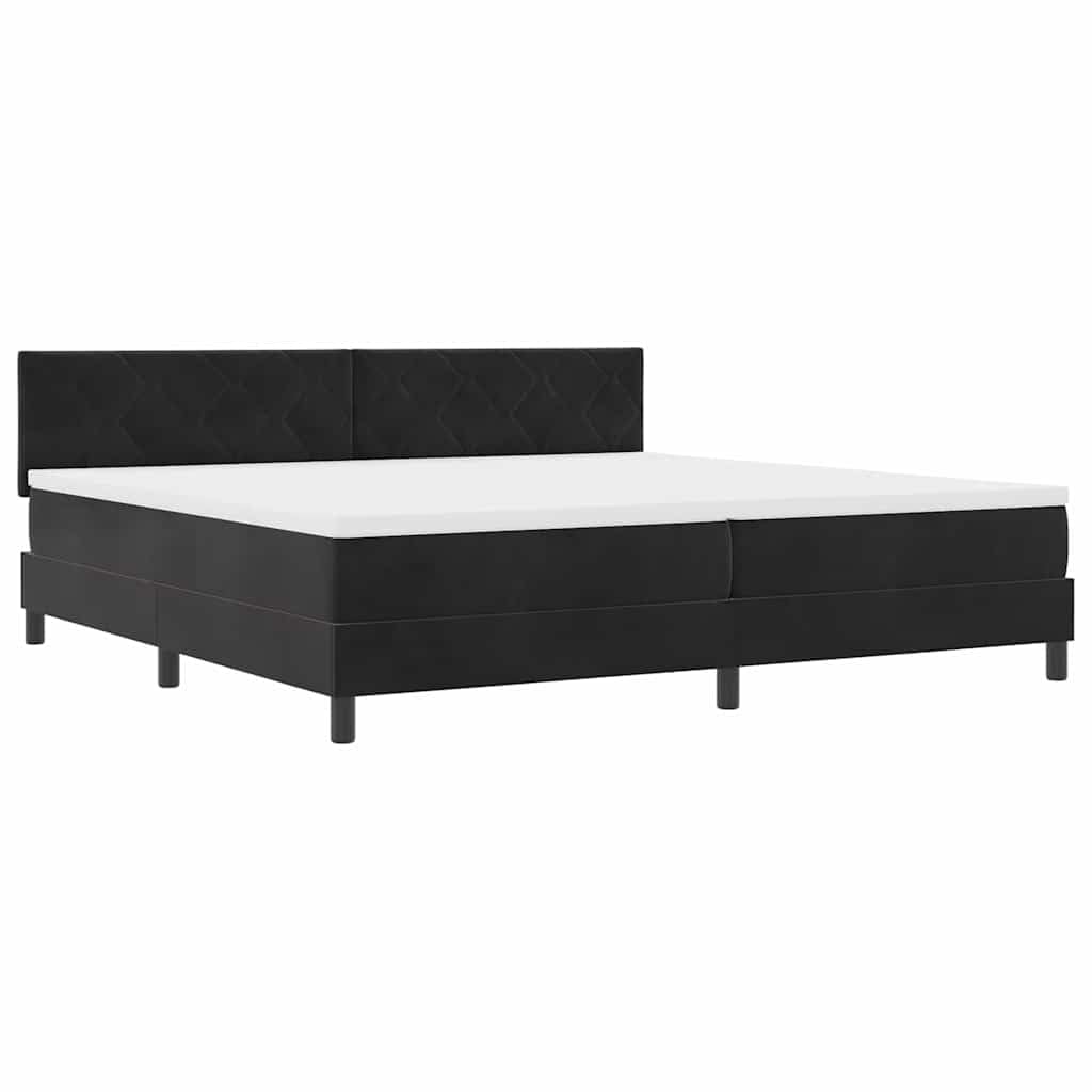 Velluto premium design moderno LED letto matrimoniale 200x200 cm Nero
