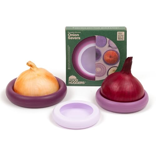 Food Huggers Onion Huggers - Onion Storage & Saver BPA Free Silicone Snug Fit Containers Perfect Holder & Keeper for Refrigerator to Keep Your Onions Fresh Longer - Set of 3