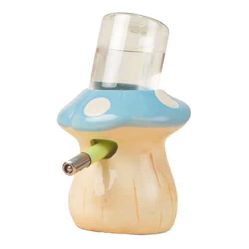 Generic Hamster Water Bottle with Stand Holder Easy to Clean Creative Small Pet Supplies Mushroom Shape for Rat Hamsters, Blue