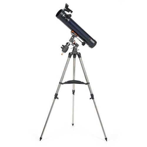 Celestron 31035 AstroMaster 76EQ Newtonian Reflector Telescope - includes Two Eyepieces, Height-adjustable Tripod and Deluxe Accessory Tray, Dark Blue option