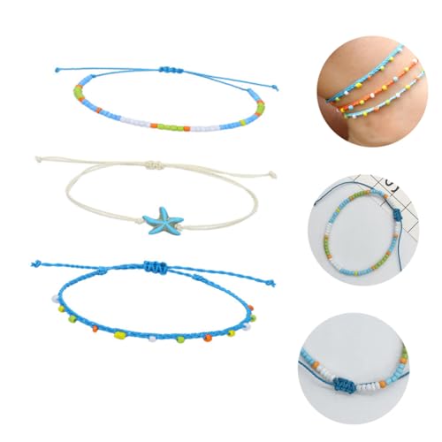 Chaîne de pieds 3pc, bracelet à cheville ajusté et accessoire bijoux chaussures - 2