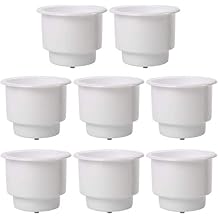 Amarine Made 8Pcs Recessed Drop in Plastic Cup Drink Can Holder with Drain for Boat Car Marine Rv White