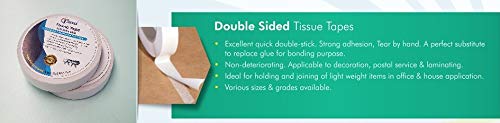 TJIKKO Tissue Tape/Paper Tape Double Sided 12 mm width 50 meter length white (Hot Melt) (Set of 2) 1