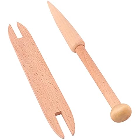 EXCEART 1 Set 2Pcs Holz Stricken Gabel Weben Webstuhl Werkzeuge Holz Shuttle Stricken Weben Werkzeug Weben Shuttle Stick Holz Shuttle Pullover Schal Wandteppich für Handwerk Cover