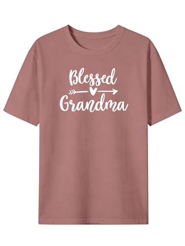 Mothers Day Shirts for Women Blessed Grandma and Mama Shirt Funny Mom Casual Graphic Tee Tops(Blessed,L)