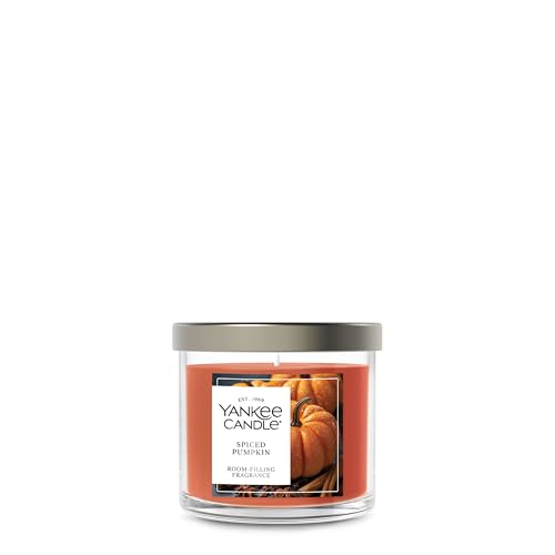 Yankee Candle Small Tumbler Scented Candle with up to 40 Hour Burn Time Premium Plant Wax Blend for Consistent Burn 4.3 oz Tumbler Candle with Room Filling Fragrance Spiced Pumpkin