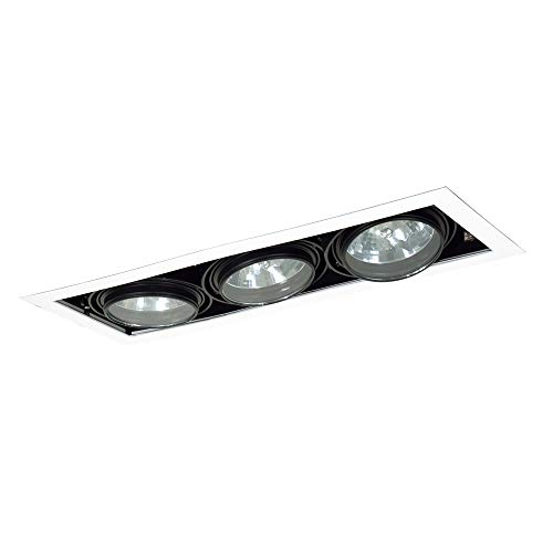 Jesco Lighting MGRA175-3EWB Modulinear Directional Lighting for Remodeling, Double Gimbal AR111 3-Light Linear, Black Interior with White Trim