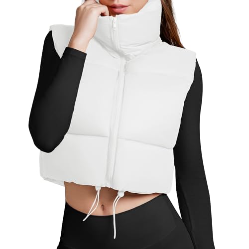 Century Star Cropped Puffer Vest Women's Outerwear Vests Puffy Sleeveless 2024 Quilted Christmas Vest Tops Jackets Coat Zip2