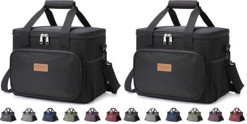 Image of Lifewit Large Lunch Bag, Insulated Lunch Box, Soft Cooler Cooling Tote for Adult Men Women, Black 32-Can (20L) (Pack of 2)