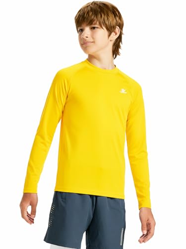 Image of DEVOROPA Youth Boys Compression Shirt Long /Short Sleeve Football Baseball Undershirt Quick Dry Kids Sports Baselayer Crewneck
