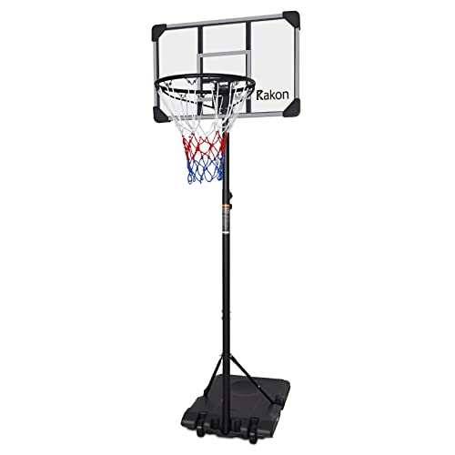 Pulang Rakon Portable Basketball Hoop & Goal Basketball System Stand Height Adjustable 5.6Ft -7Ft With 28In Backboard & Wheels For Youth Kids Outdoor Indoor Basketball Goal Game Play #TOP2
