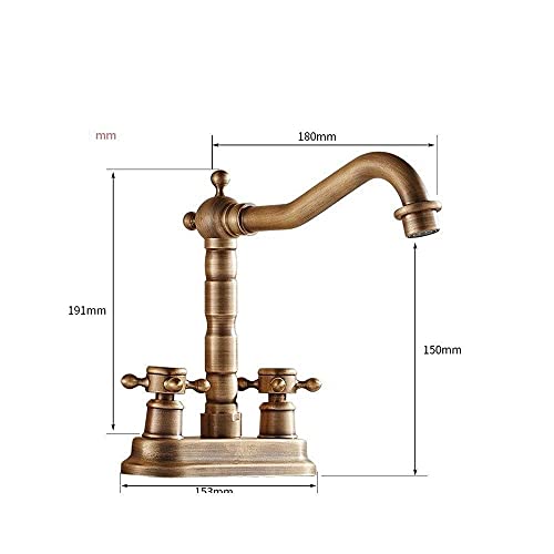 Robinet lavabo rétro résistant au calcaire avec mitigeur double - 6
