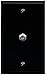 RiteAV Coax Cable TV Wall Plate 1 Gang Flat - Black