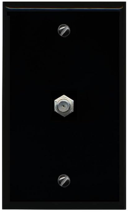 RiteAV Coax Cable TV Black Wall Plate 1 Gang Flat Black