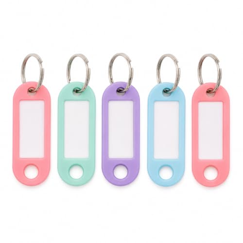 Chaveiro de Plástico com Etiqueta para Identificação – Kit com 5 Peças Coloridas | Organizador de Chaves e Acessórios | Prático, Durável e Multifunção