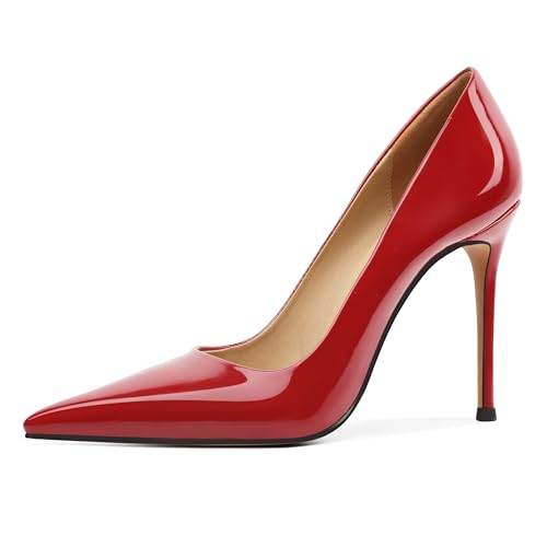 Image of Eldof Women's Classic Dress Pumps Shoes, Sexy Pointed Toe 4 inch Stiletto High Heels, Office Formal Slip On Size 5-13