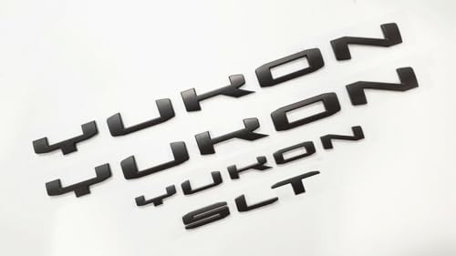 Image of 4Pcs Kit Yukon SLT Letters Emblem 3D Door Rear Nameplate Badge Decal Sticker Yukon XL Replacement for 2021-2023 Yukon SLT (Matte Black)