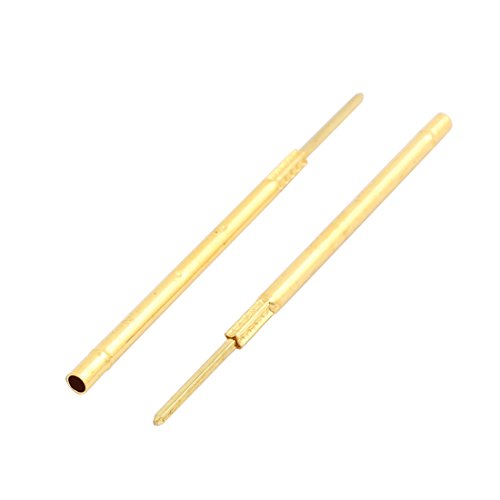 Image of uxcell 100pcs R100-2W 1.67mm Dia 39mm Length Metal Test Probe Needle Cover Gold Plated