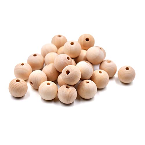 100 Pcs 20mm Natural Wood Beads Unfinished Round Ball Wooden Loos...