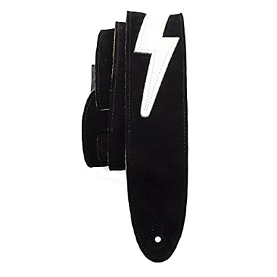 Black Suede Leather Lightning Bolt Guitar Strap