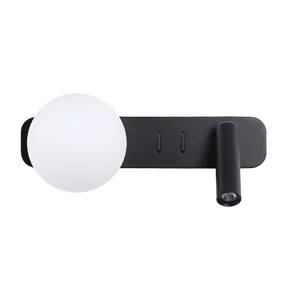 Lámpara de pared esférica con foco ajustable de 350 grados e interruptor