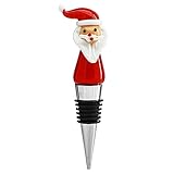 4.5'' Glass Santa Christmas Wine Bottle Stopper,Reusable Wine Corks For Beverage,Wine Accessories Gift
