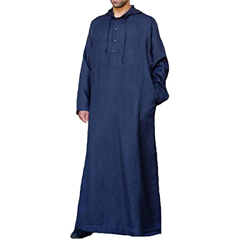 Thobe árabe de manga larga para hombre vestido islámico túnica kaftán negro talla L 7